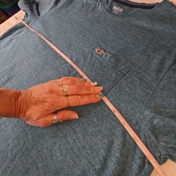 ☀️Hollister EUC Logo Icon Crew young men's T-shirt Large turquoise teal blue - Picture 11 of 13